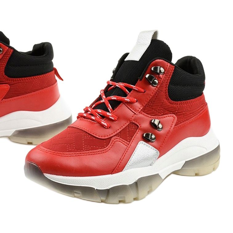 Adidași sport de modă roșii din piele ecologică Donatella negru roșu 1