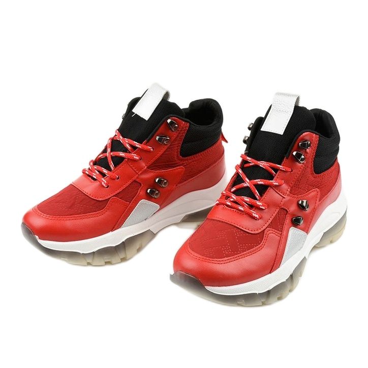 Adidași sport de modă roșii din piele ecologică Donatella negru roșu 2