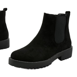 Cizme plate din piele de căprioară negre de la Nahneva negru 1