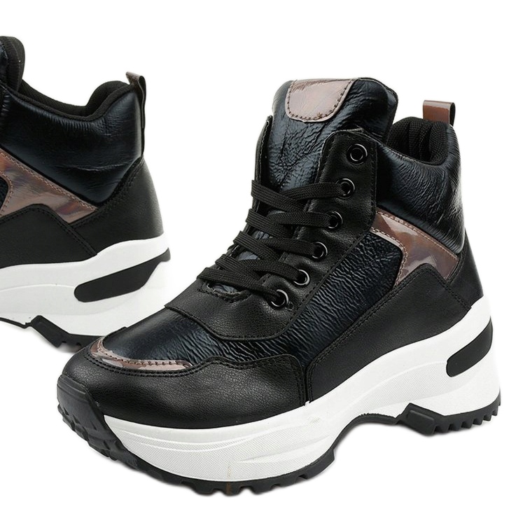 Adidași Daera negri, la modă, din piele ecologică negru 1