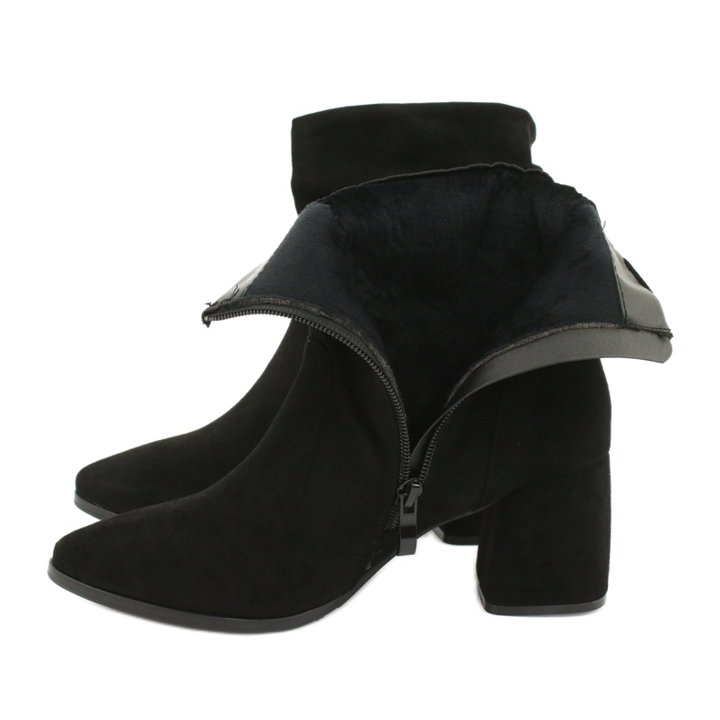 M.Daszyński Cizme negre din piele de căprioară MR2025-10 negru 4