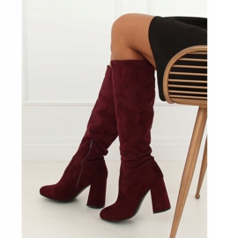 Tocuri înalte bordeaux D7533 Wine Red roșu multicolor 2