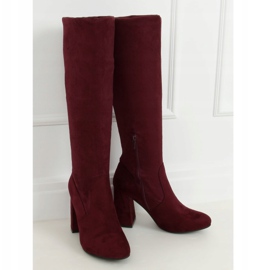 Tocuri înalte bordeaux D7533 Wine Red roșu multicolor 1