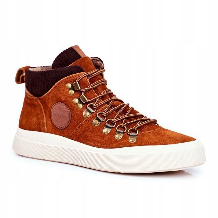 Adidași din piele pentru bărbați Big Star Camel GG174332 maro multicolor 1