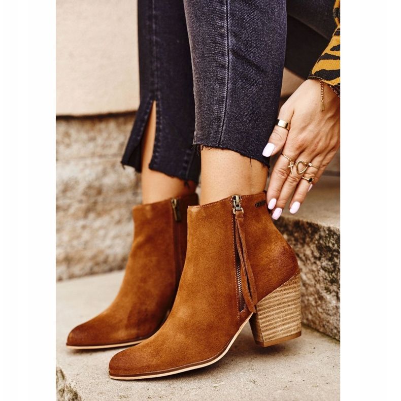 Cizme de damă pe toc înalt Big Star Camel GG274364 maro multicolor 1