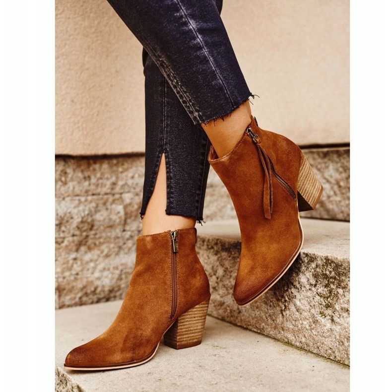 Cizme de damă pe toc înalt Big Star Camel GG274364 maro multicolor 2