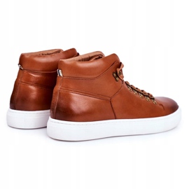 Adidași din piele pentru bărbați GOE Brown GG1N3011 maro 2