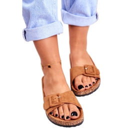 BUGO Papuci maro pentru femei, cataramă ajustabilă, rosalină 3