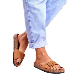 BUGO Papuci maro pentru femei, cataramă ajustabilă, rosalină 2