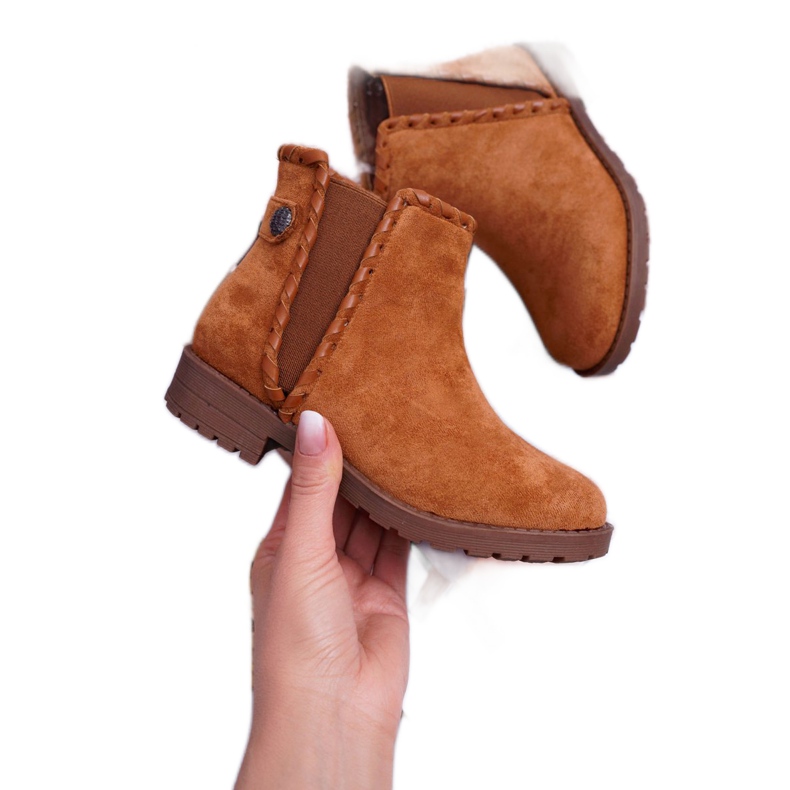 POPA Cizme pentru copii Toc plat Camel Sicarro maro 1