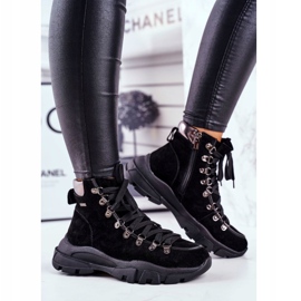 Încălțăminte de trekking pentru femei Trappers Piele piele de căprioară Big Star GG274893 negru 2