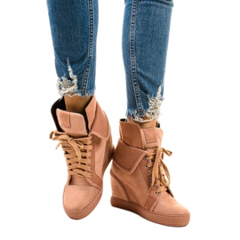 Adidași roz cu pene cu dantelă B12-22 1