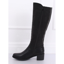 Negru CH1961 Cizme negre cu toc înalt 1