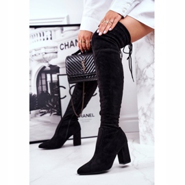 S.Barski Cizme de damă cu toc piele de căprioară negru Milwa 1