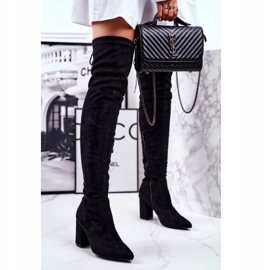 S.Barski Cizme de damă cu toc piele de căprioară negru Milwa 2