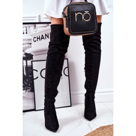 S.Barski Cizme de damă cu toc înalt piele întoarsă Huanto negru 2