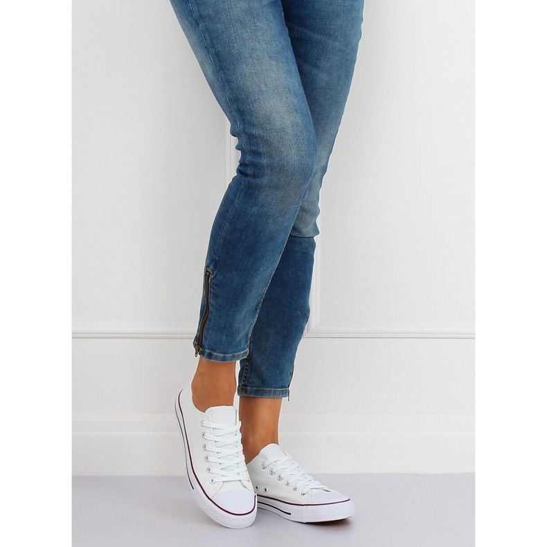 Adidași clasici albi pentru femei JD05P ALB / ROȘU 1