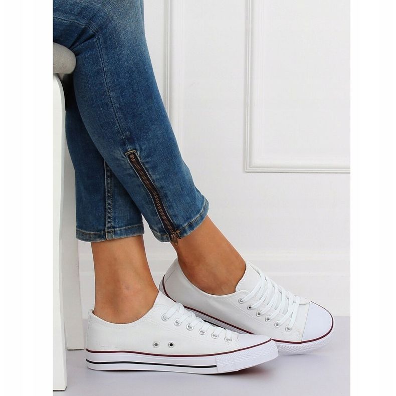 Adidași clasici albi pentru femei JD05P ALB / ROȘU 2