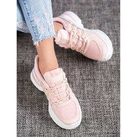 SHELOVET Pantofi sport la modă pe platformă roz 1