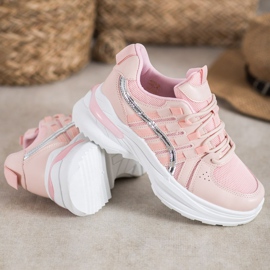 SHELOVET Pantofi sport la modă pe platformă roz 3