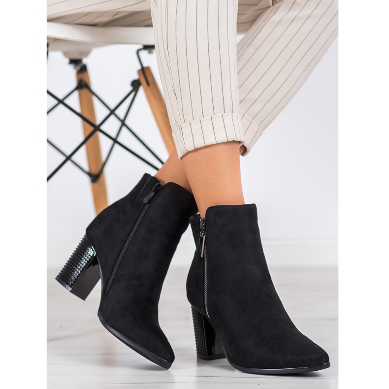 Cizme din piele întoarsă cu fermoar VINCEZA negru 1