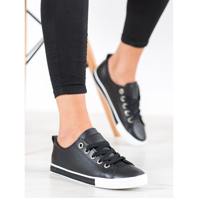 SHELOVET Adidași din piele ecologică negru 1