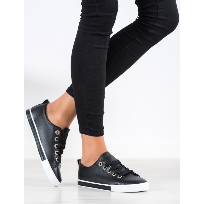 SHELOVET Adidași din piele ecologică negru 2