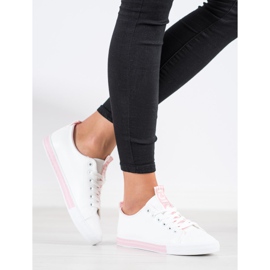 SHELOVET Adidași din piele ecologică alb roz 1