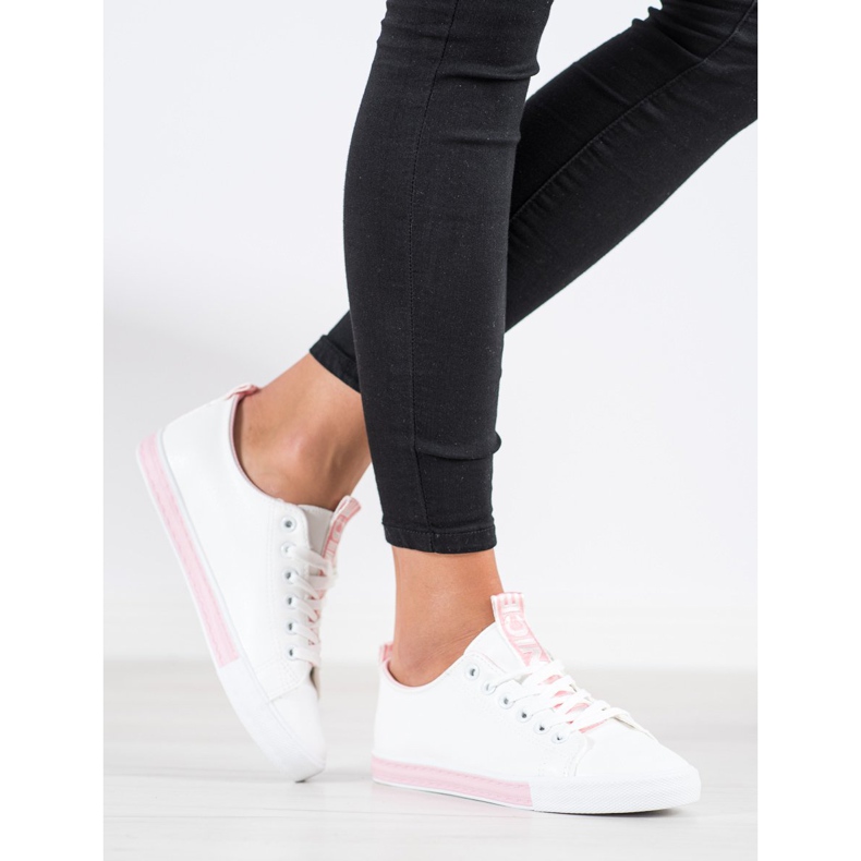 SHELOVET Adidași din piele ecologică alb roz 1