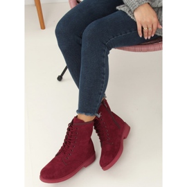 Cizme cu cordon burgund E2002 Wine roșu 2