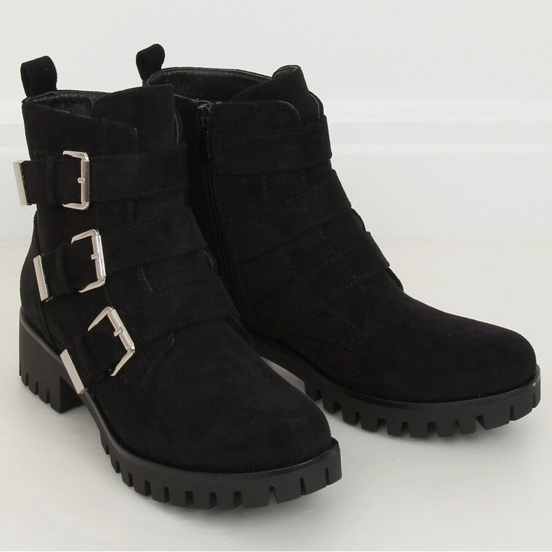 Cizme negre XJ-08 negre pe protector negru 1