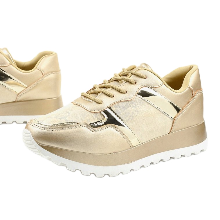 Adidași sport din piele ecologică aurie 2019-447 de aur 1