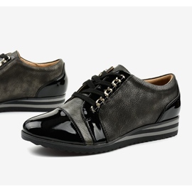 Adidași negri la modă cu pană 15S8621 negru 1 Adidași negri la modă cu pană 15S8621 negru 1