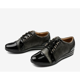 Adidași negri la modă cu pană 15S8621 negru 2 Adidași negri la modă cu pană 15S8621 negru 2