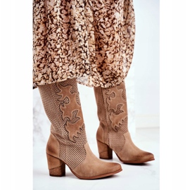 Exquisite Cizme de damă pe toc înalt Piele bej rozmarin 2