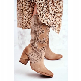 Exquisite Cizme de damă pe toc înalt Piele bej rozmarin 1