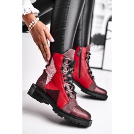 Cizme de damă Piele Maciejka Burgundy 04184-23 / 00-3 roșu 1