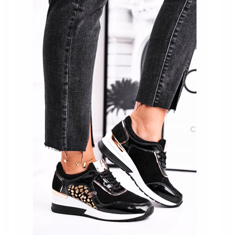 Vinceza Încălțăminte sport pentru femei Adidași Piele neagră 21-7778 negru 1