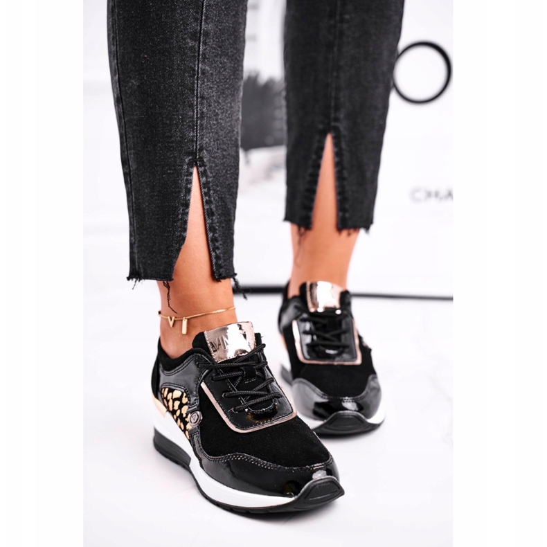 Vinceza Încălțăminte sport pentru femei Adidași Piele neagră 21-7778 negru 2