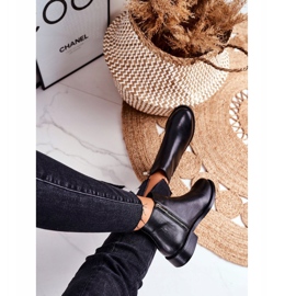 S.Barski Cizme pentru femei Cizme Chelsea calde Toc plat Piele Negru Fernir 1