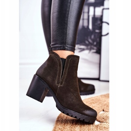 S.Barski Cizme de damă pe toc cald Kaki Veronica maro 1