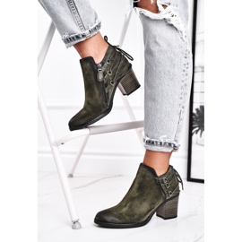 Cizme de damă pe toc Maciejka Spring Leather Olive 04812-24 verde 2