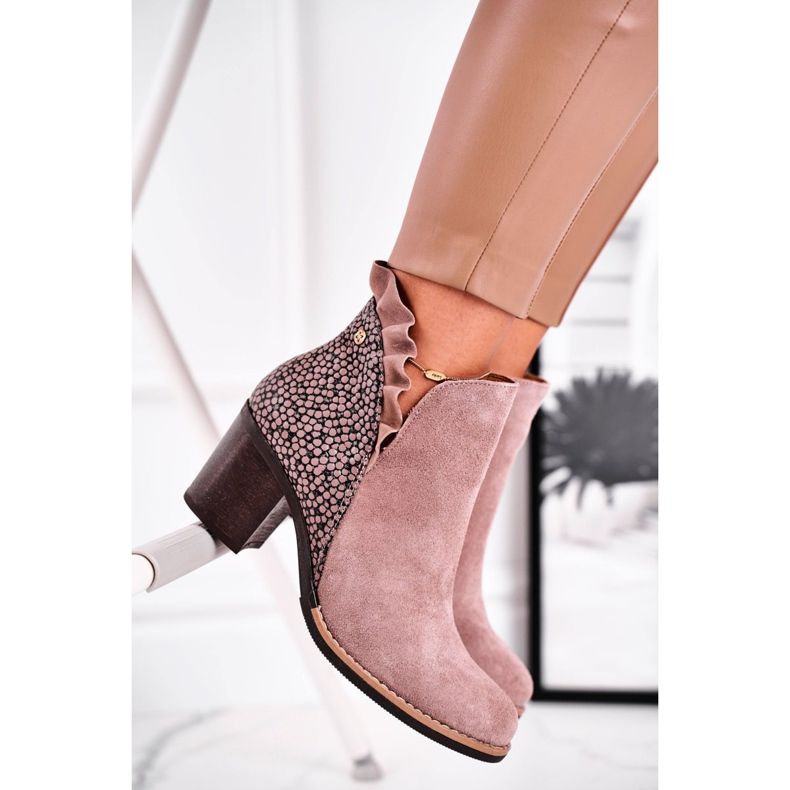 Cizme de damă pe toc, piele primăvară Maciejka bej 04833-04 1