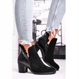 Cizme de damă pe toc, piele de primăvară Maciejka negru 04833-01 2