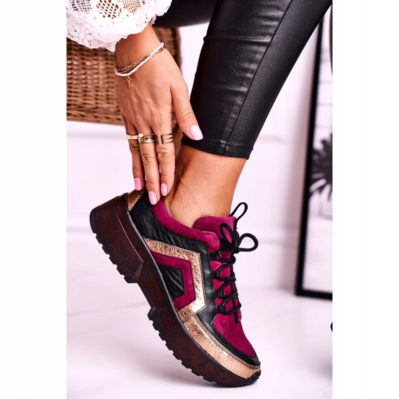 Adidași Brogues pentru femei Piele Maciejka Burgundy 04731-23 roșu multicolor 1 Adidași Brogues pentru femei Piele Maciejka Burgundy 04731-23 roșu multicolor 1