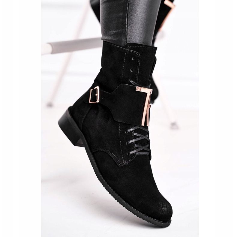 Cizme de damă Nicole Suede Black 2591 negru 1