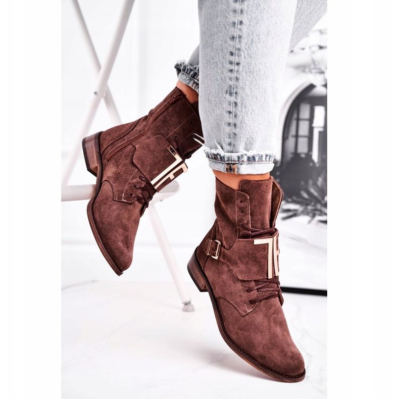 Cizme de damă Nicole Suede Brown 2591 maro 2