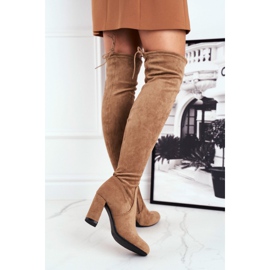 Mulanka Cizme din piele întoarsă de damă pe toc Beț Highso bej 2 Mulanka Cizme din piele întoarsă de damă pe toc Beț Highso bej 2