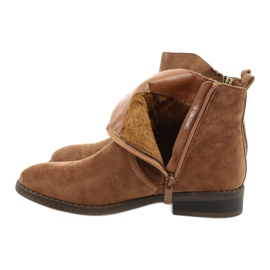 Evento Botine din piele camel cu fermoare maro 5