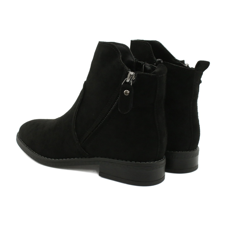 Evento Botine negre din piele intoarsa cu fermoare negru 4